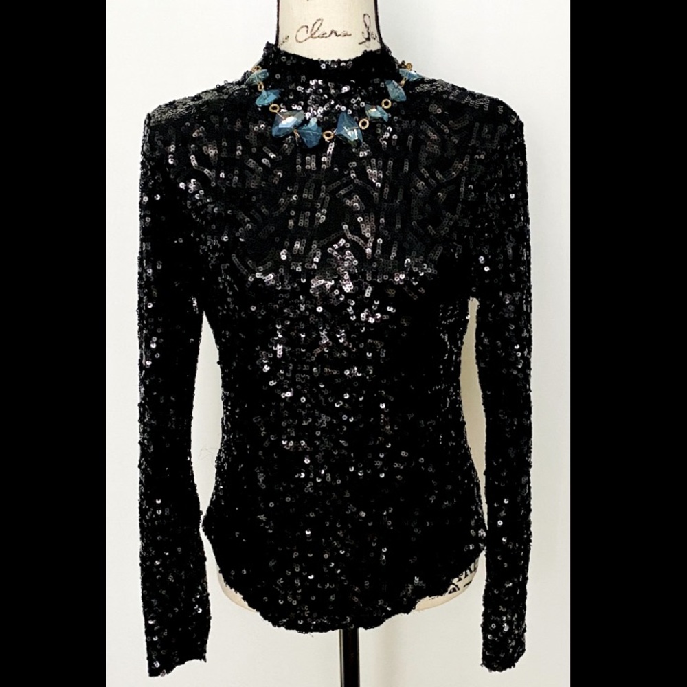 NWOT Free People Riot Sequin Turtle Top